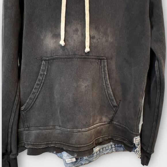 NWT Free People x Tricia Fix Zuma Denim Mix Hooded Sweatshirt Size Small - Picture 7 of 16